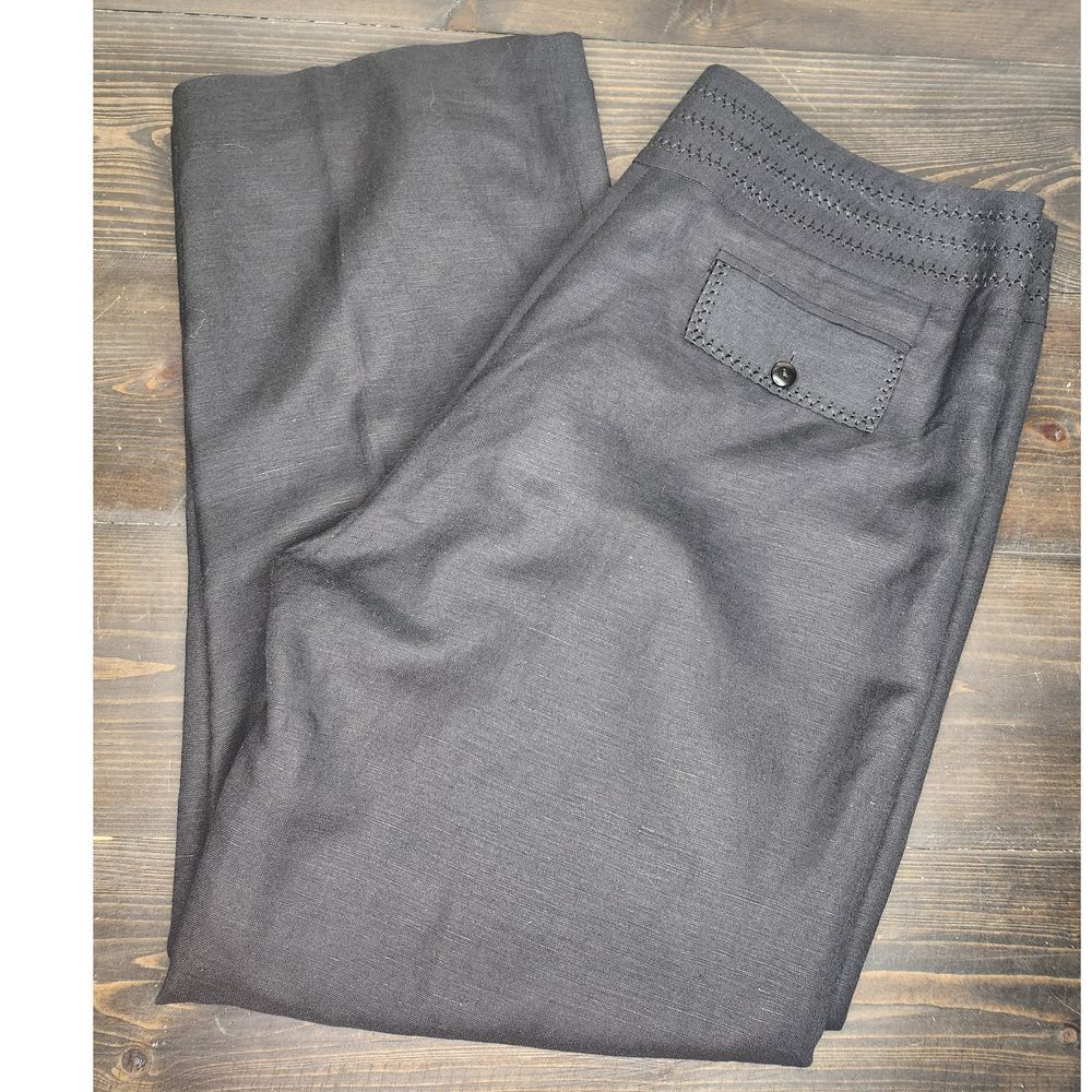 Mercer & Madison‎ Linen Blend Crop Pants Size 8 Black Front Zip Flat Front